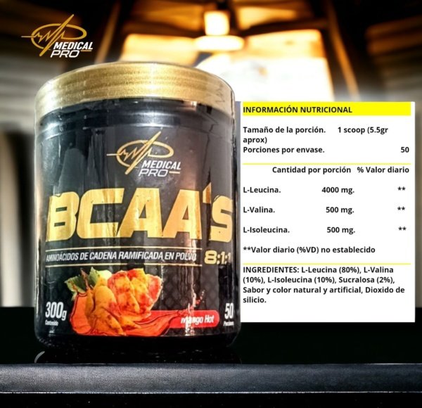 BCAA's 8:1:1 Mango Hot (Aminoácidos de cadena ramificada en polvo)