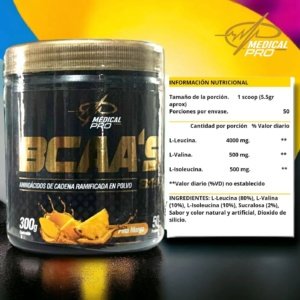 BCAA's 8:1:1 Piña Mango (Aminoácidos de cadena ramificada en polvo)