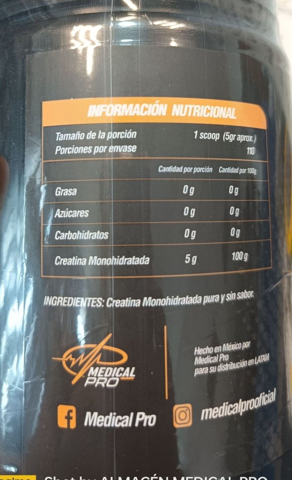 Creatina Monohidratada en Polvo Sabor Natural (550 g) - Imagen 3