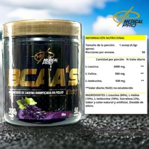 BCAA's 8:1:1 Uva (Aminoácidos de cadena ramificada en polvo)