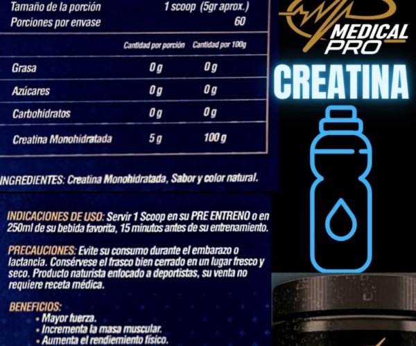 Creatina Monohidratada en Polvo Sabor Natural (300 g) - Imagen 3