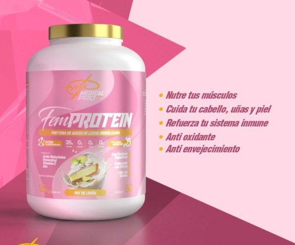 FemProtein – Proteína de Suero Hidrolizada Sabor Pay de Limón (1.5 kg)
